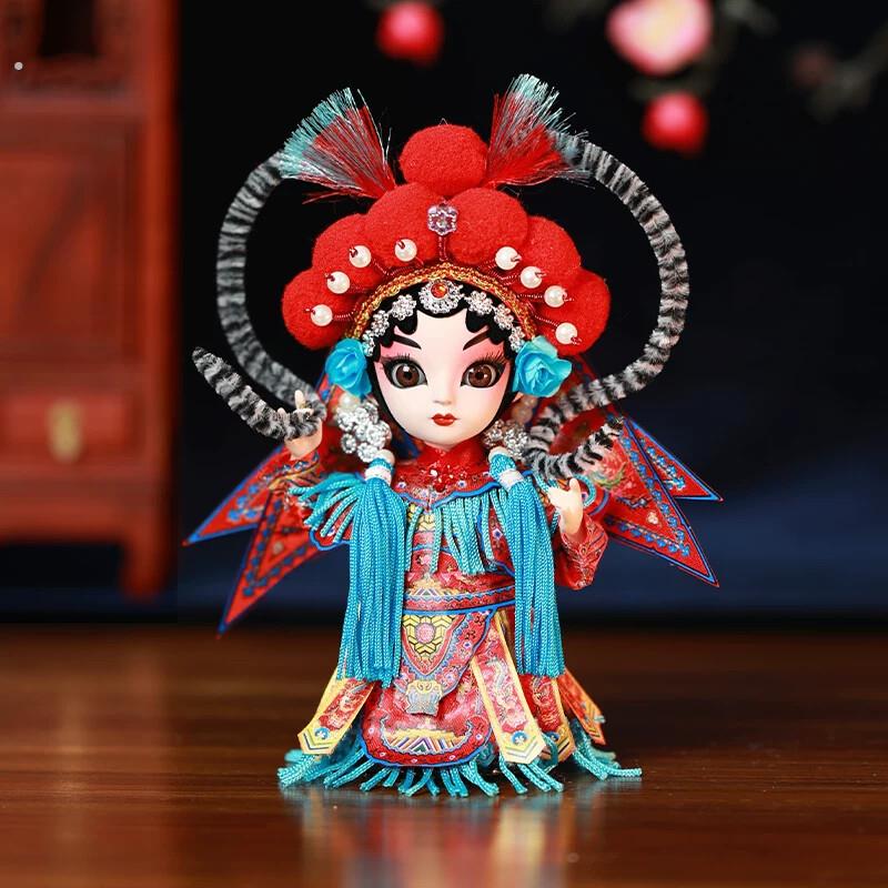 穆桂英绢人戏曲摆件北京京剧人物纪念品 手作中国风特色礼物送外