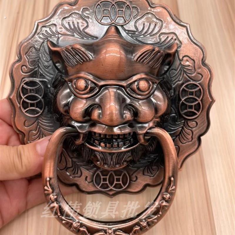 门环仿古狮子头门把手大门拉手古铜兽头装饰中式门扣复古拉环门环
