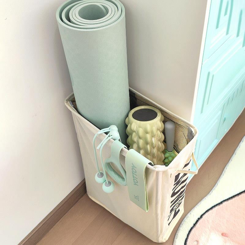 瑜珈垫收纳筐带轮家用运动工具泡沫滚轴整理神器健身器材置物架子
