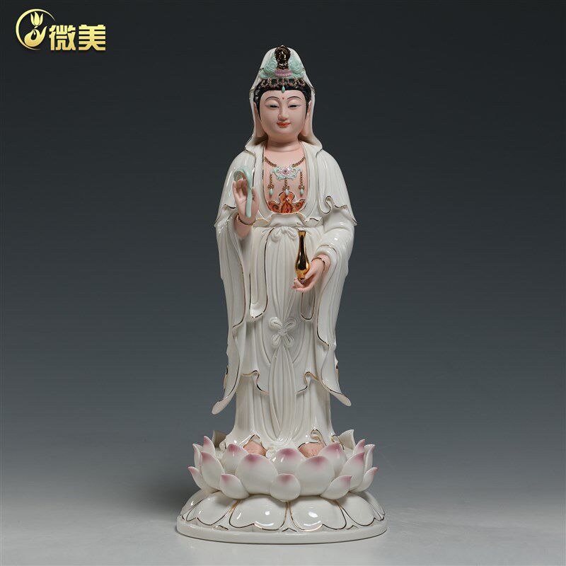 微美陶瓷16寸娑婆三圣佛像摆件观音地藏王菩萨阿弥陀佛供奉立站像