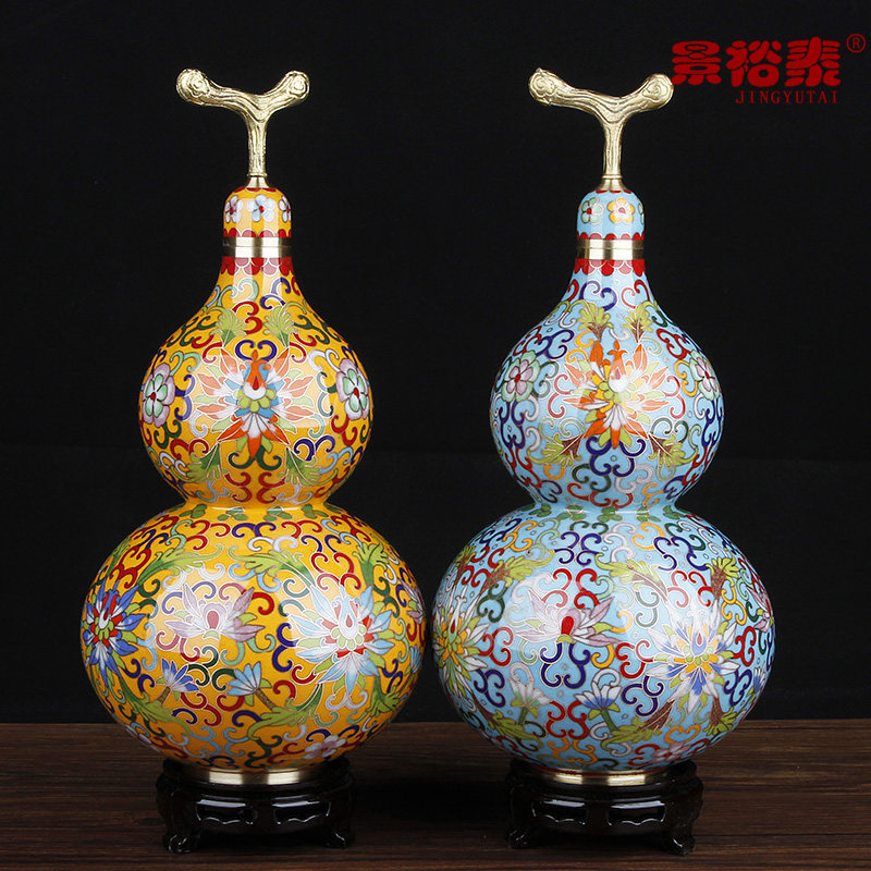 收藏礼品 景泰蓝葫芦花瓶摆件铜胎掐丝礼物商务北京特色手工艺品