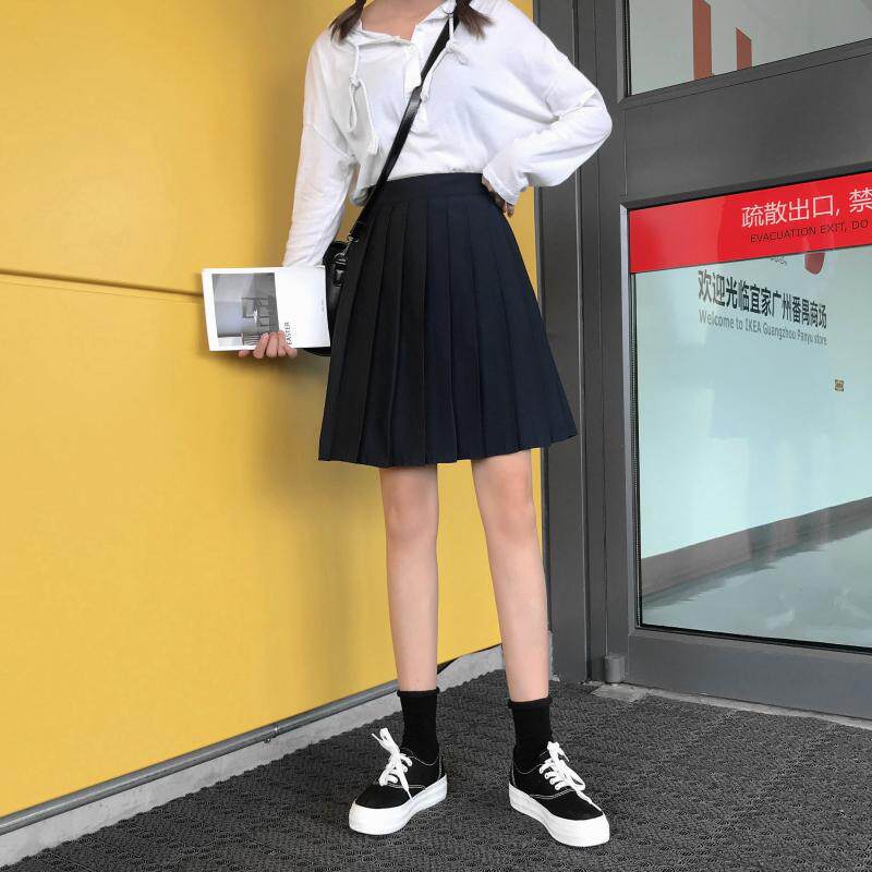 黑色百褶裙女大码高腰a字中长款显瘦夏季学生半身裙显瘦百搭中裙