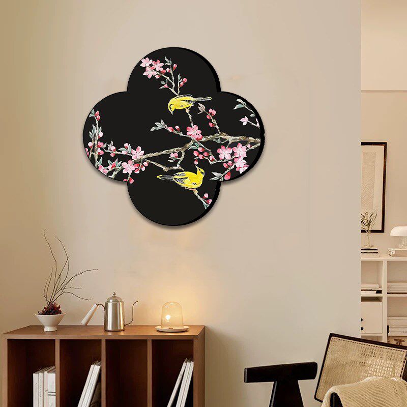 新款中古风花鸟数字油画diy填充手绘丙烯填色手工涂色四联装饰画