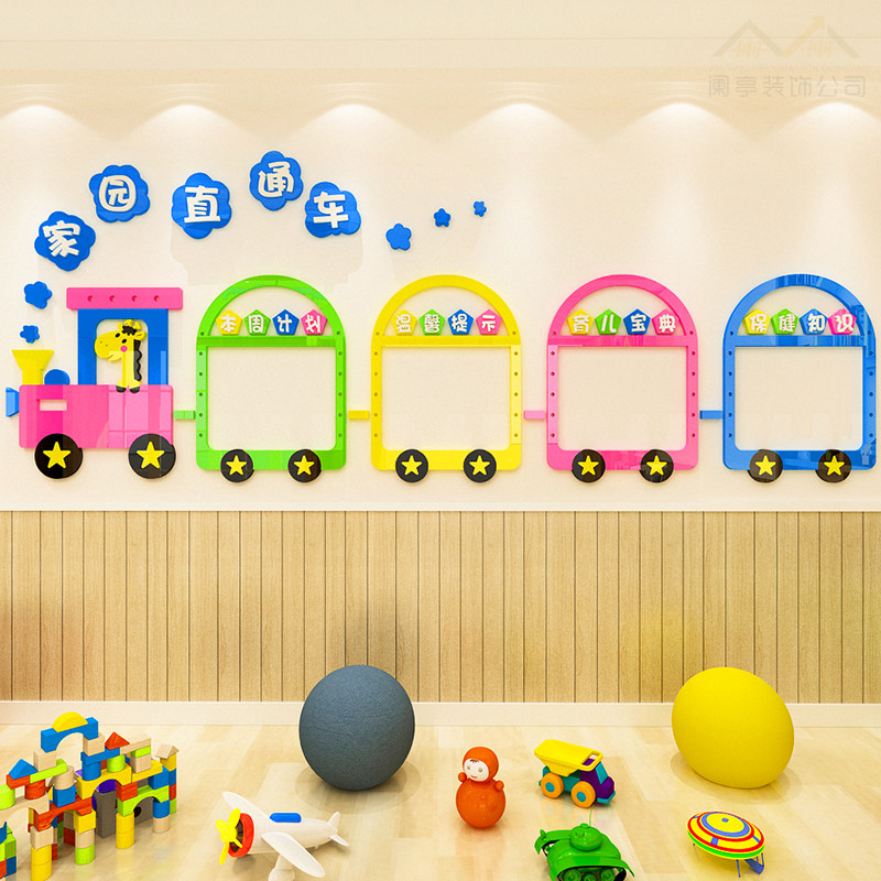 幼儿园通知栏家园墙贴3d立体班级文化主题墙教室环境布置装饰画