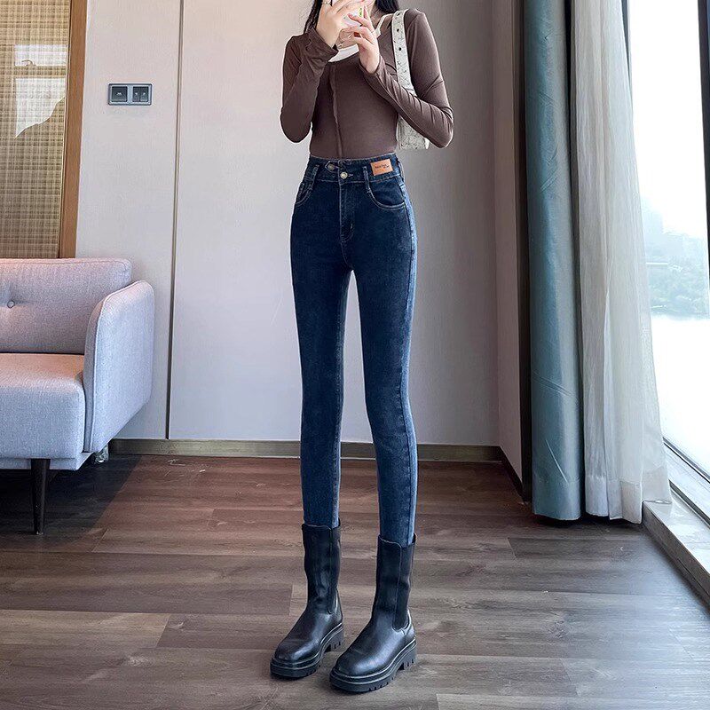 高腰设计感小脚牛仔裤女2024年春季新款显瘦弹力提臀紧身铅笔裤子