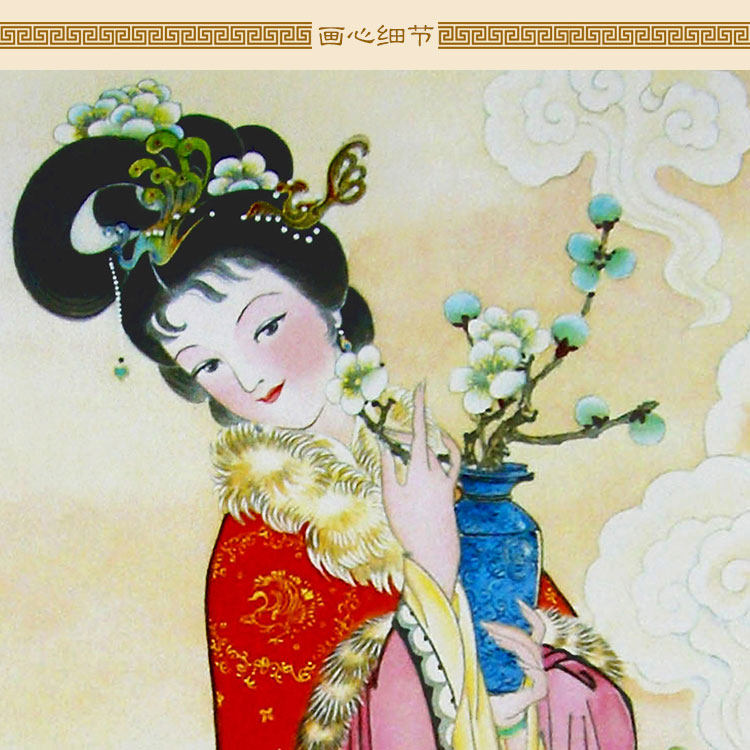 十二月花神人物挂画 嫦娥貂蝉西施美女复古装饰画 绢布卷轴画定制
