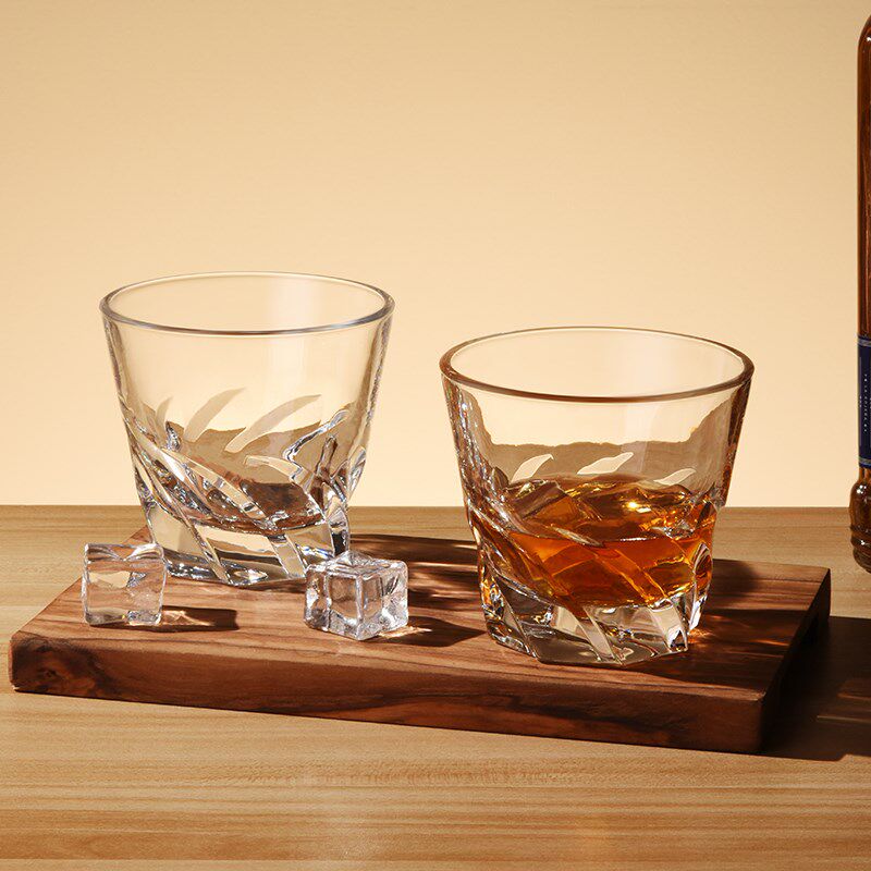 玻璃威士忌酒杯风刃纹路烈酒杯洋酒杯家用水杯玻璃杯4只套装