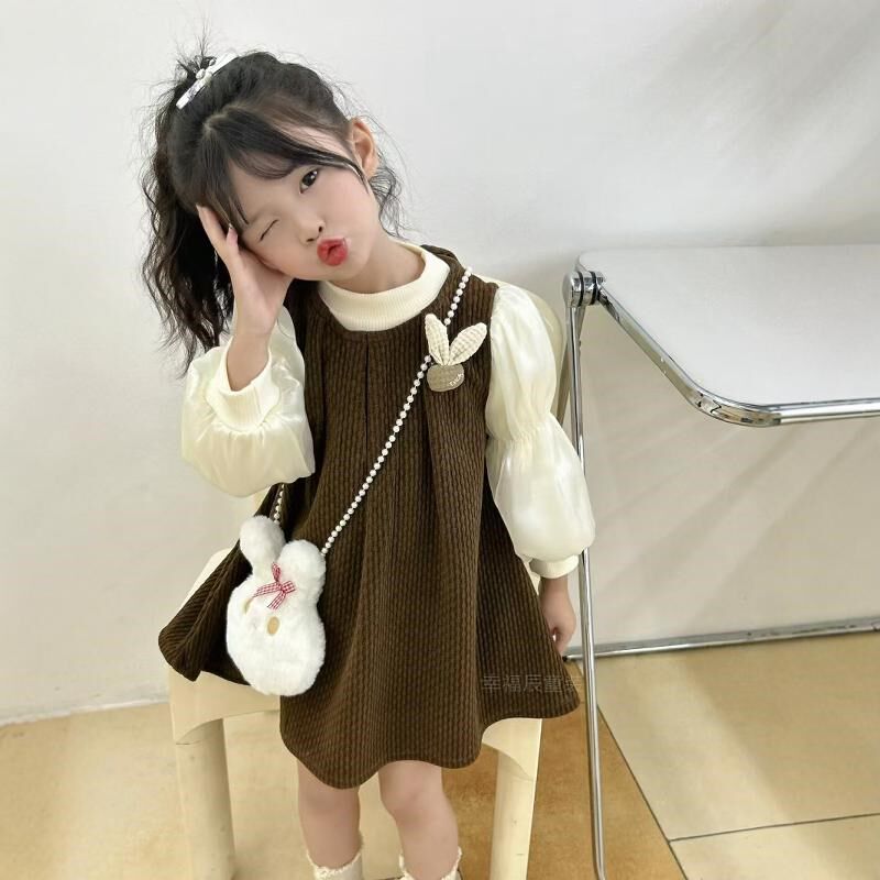 女童长袖秋季连衣裙1女宝宝新款公主裙洋气3岁儿童秋冬款两件套装