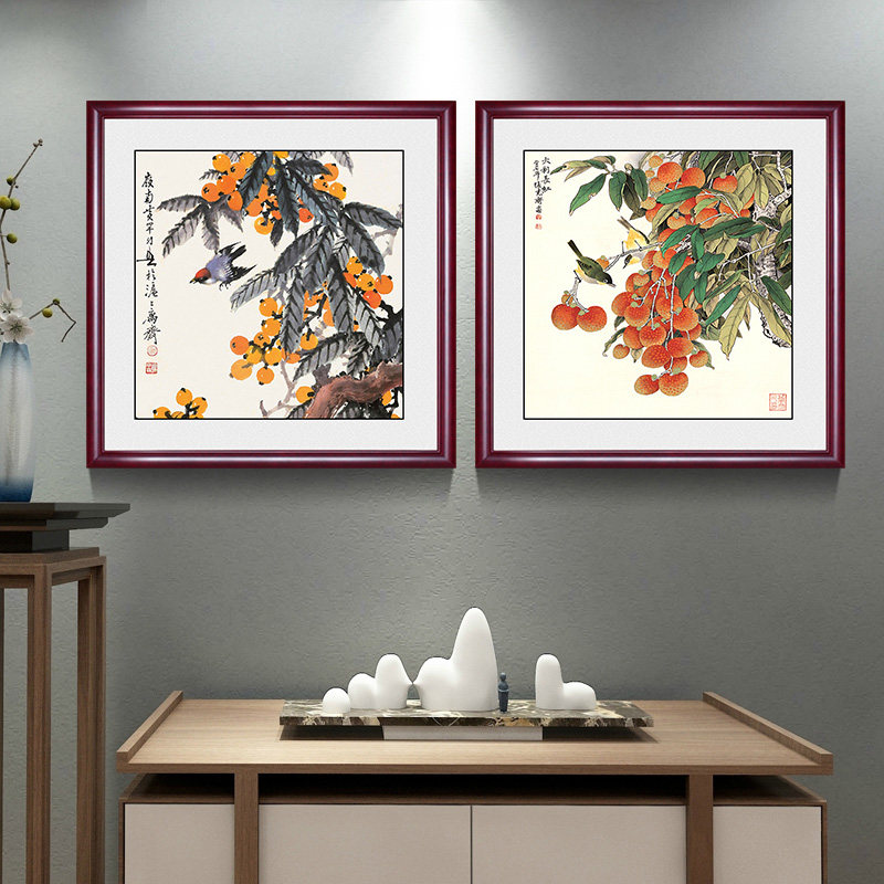 新中式餐厅装饰画硕果累累客厅挂画厨房饭厅水果壁画石榴图玄关画