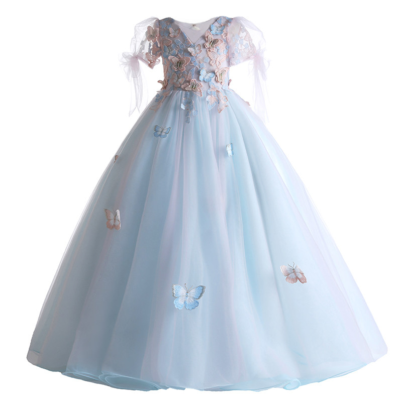 儿童礼服公主裙女童洋气生日晚礼服高端花童婚纱钢琴走秀演出服装