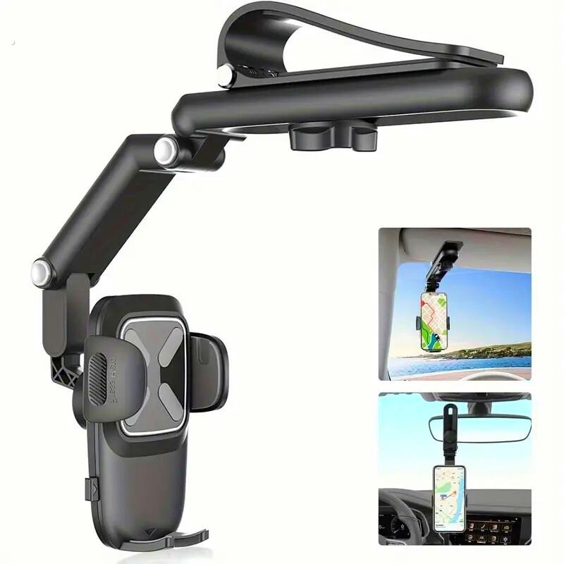 汽车遮阳板车载手机支架新款旋转电动车后照镜导航夹子固定支撑架