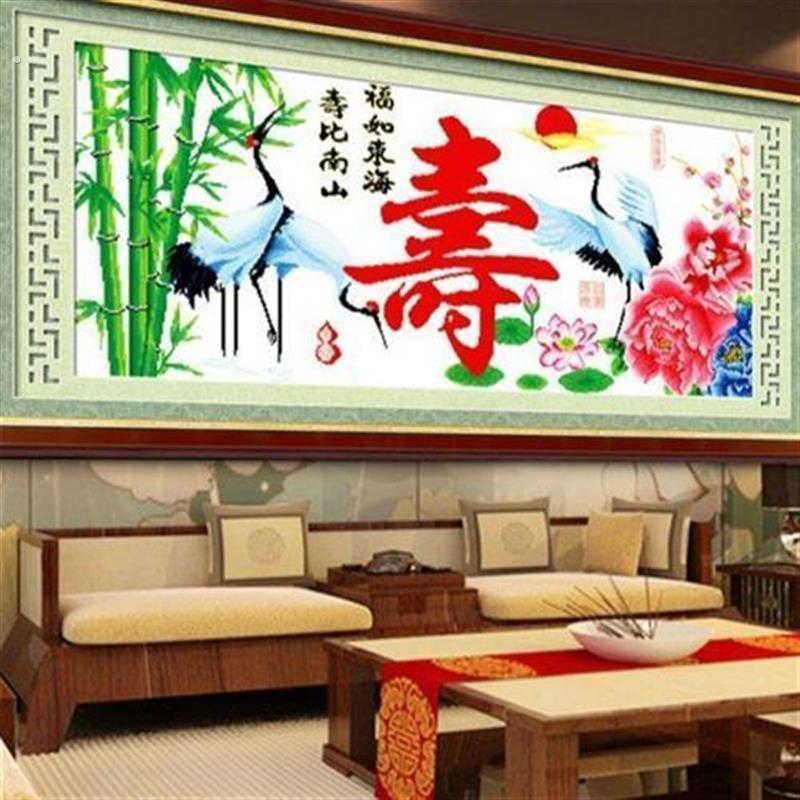 绣好的十字绣寿字成品机绣寿比南山十字绣百寿图新款大幅客厅系列