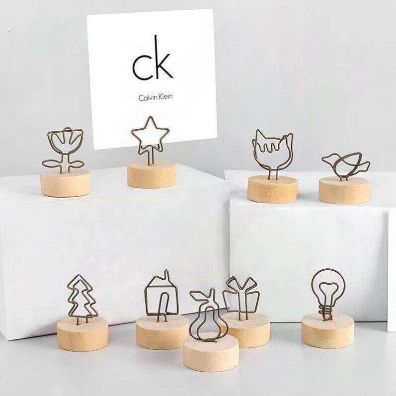 超便宜创意原木便签照片立体夹子立式简约可爱留言装饰桌面小摆件