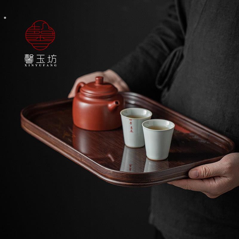 日式复古全竹托盘茶奉干泡茶盘家用茶海小茶台高级餐盘茶杯收纳盘