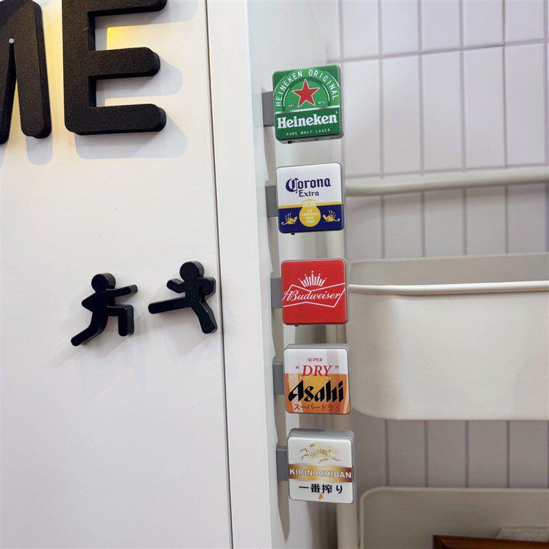 新款啤酒系列创意磁吸灯牌冰箱贴洞洞板入户门发光磁吸装饰磁铁贴