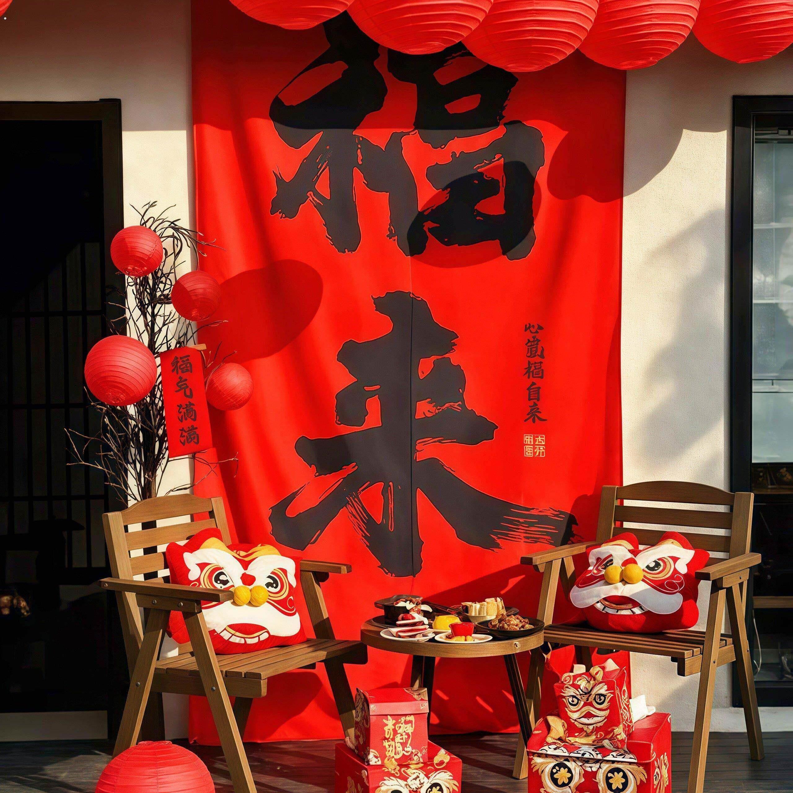 红色墙布挂布2026新年装饰拍照背景布马年元旦春节氛围感帆布条