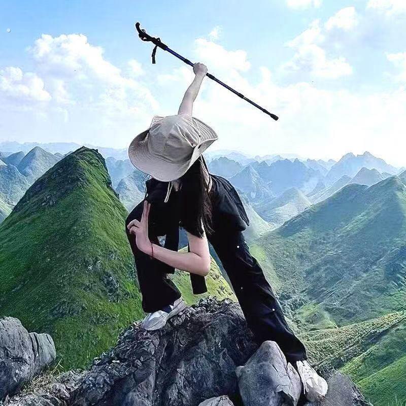 爬山款登山杖超轻可伸缩折叠男女专业户外徒步装备铝