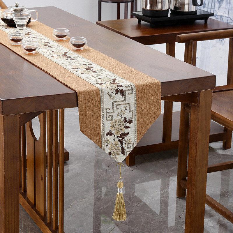 桌旗中式餐椅茶旗装饰布茶旗长条布艺桌布新中式餐桌茶桌餐旗茶台