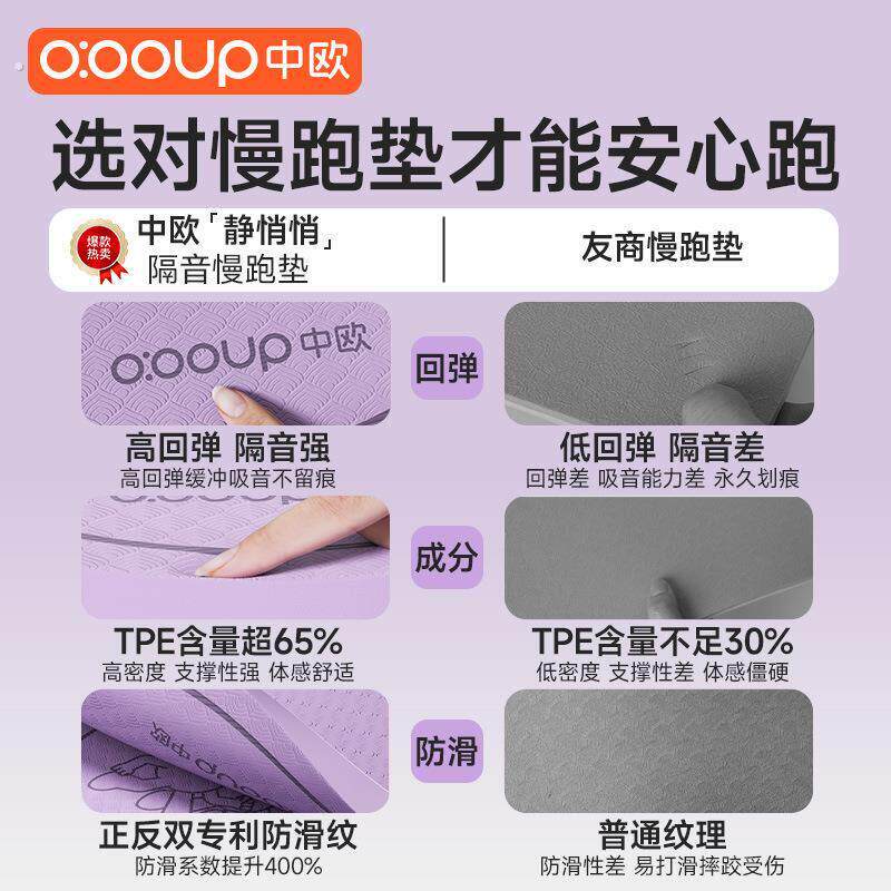 室内超慢跑垫瑜伽垫原地超慢跑专用垫家用加厚减震防滑静音跑步垫
