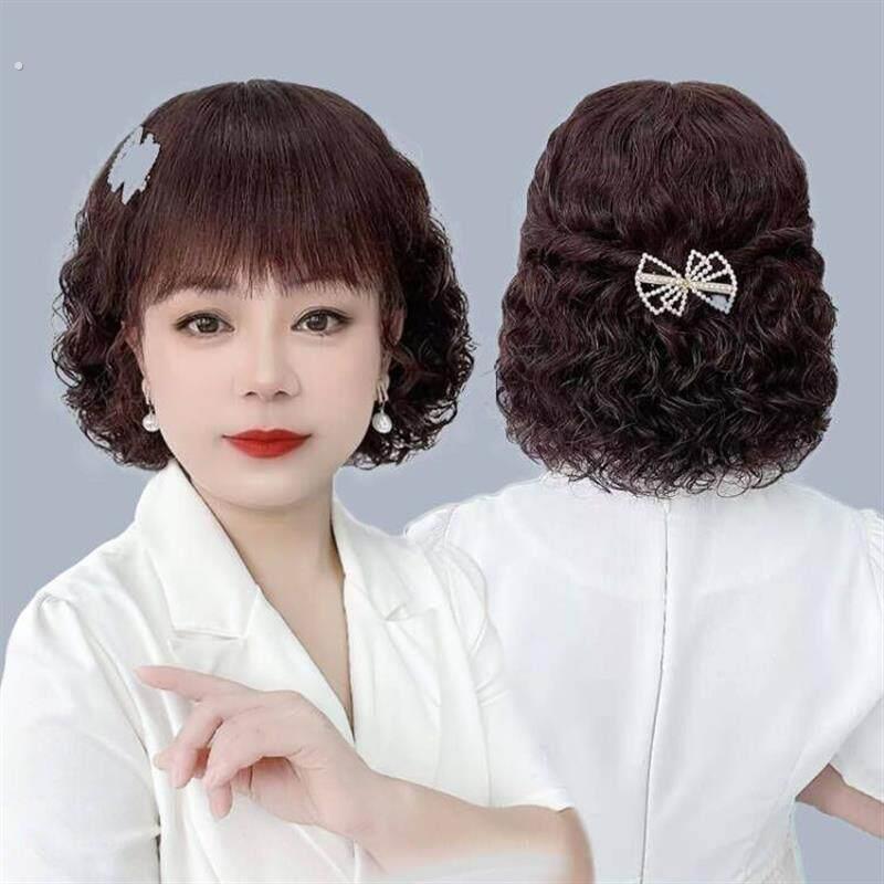 假发女短发羊毛卷假发套妈妈短卷发中老年女士遮白发光头蓬松假发