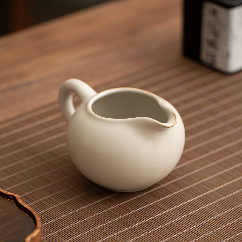 韩恬繁 汝窑公道杯陶瓷家用开片可养茶海公杯功夫茶具配件分茶器