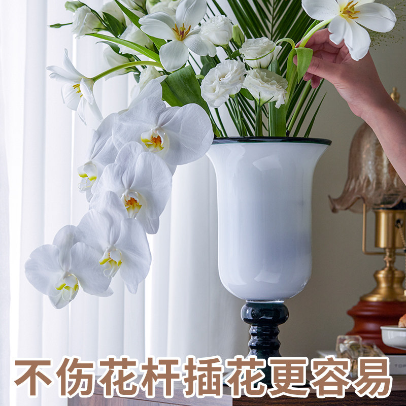 花瓶摆件客厅插花高级感水培富贵竹玻璃花盆透明水培落地水晶艺术