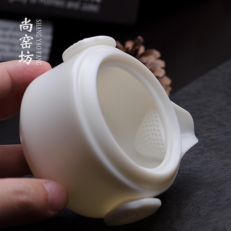 快客杯一壶二杯 旅行茶具套装 德化羊脂玉陶瓷两杯便携式茶壶茶杯