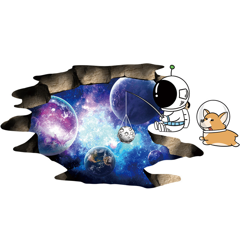 儿童房屋顶天花板装饰夜光星星贴荧光墙贴墙壁贴画3D立体墙纸自粘