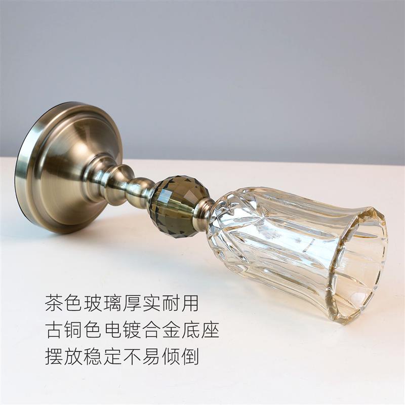 美式高脚玻璃花瓶欧式客厅插花摆件轻奢高级餐桌家居装饰法式花器