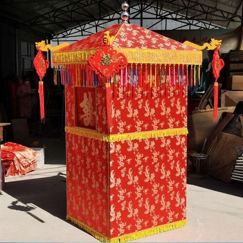 节庆用品婚庆花轿龙凤轿子中式婚礼折叠单双三顶八抬大轿服迎亲牌