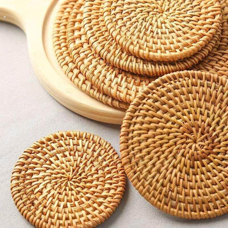 越南手工藤编织隔热垫家用餐垫盘碗砂锅杯垫茶杯垫壶垫防烫餐桌垫
