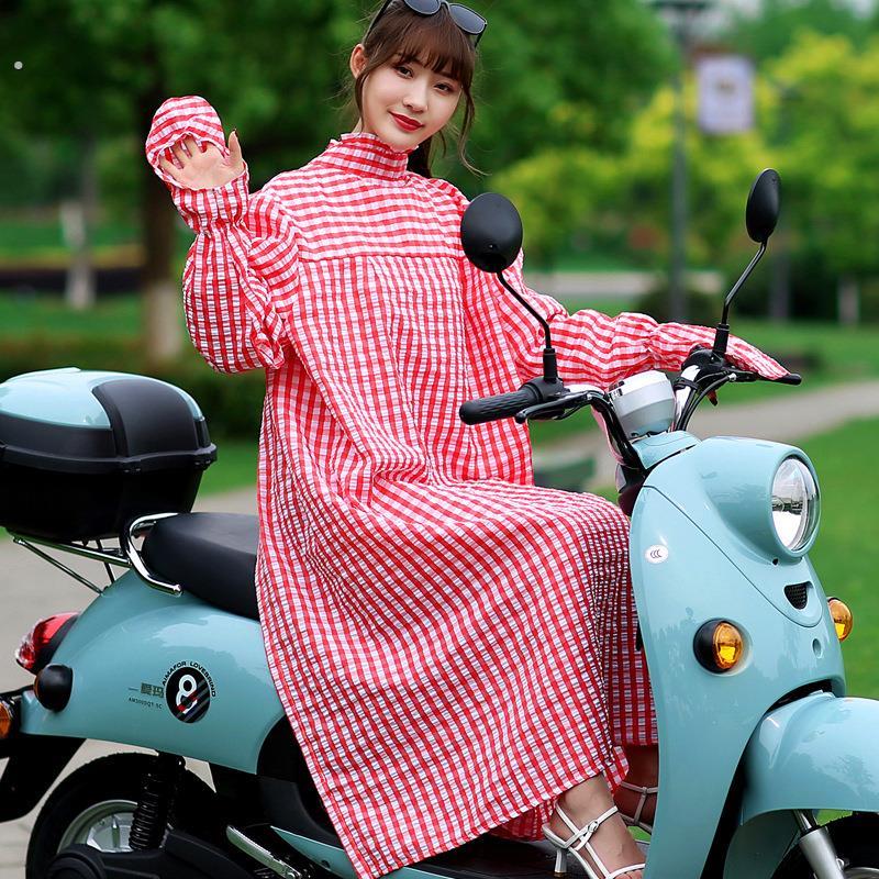 电动车防晒衣服夏季长袖全身骑车户外出行防晒披肩女长款遮阳衫
