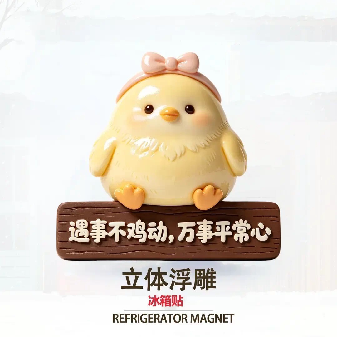 遇事不激动立体浮雕冰箱贴万事平常心磁吸树脂创意个性家居装饰贴