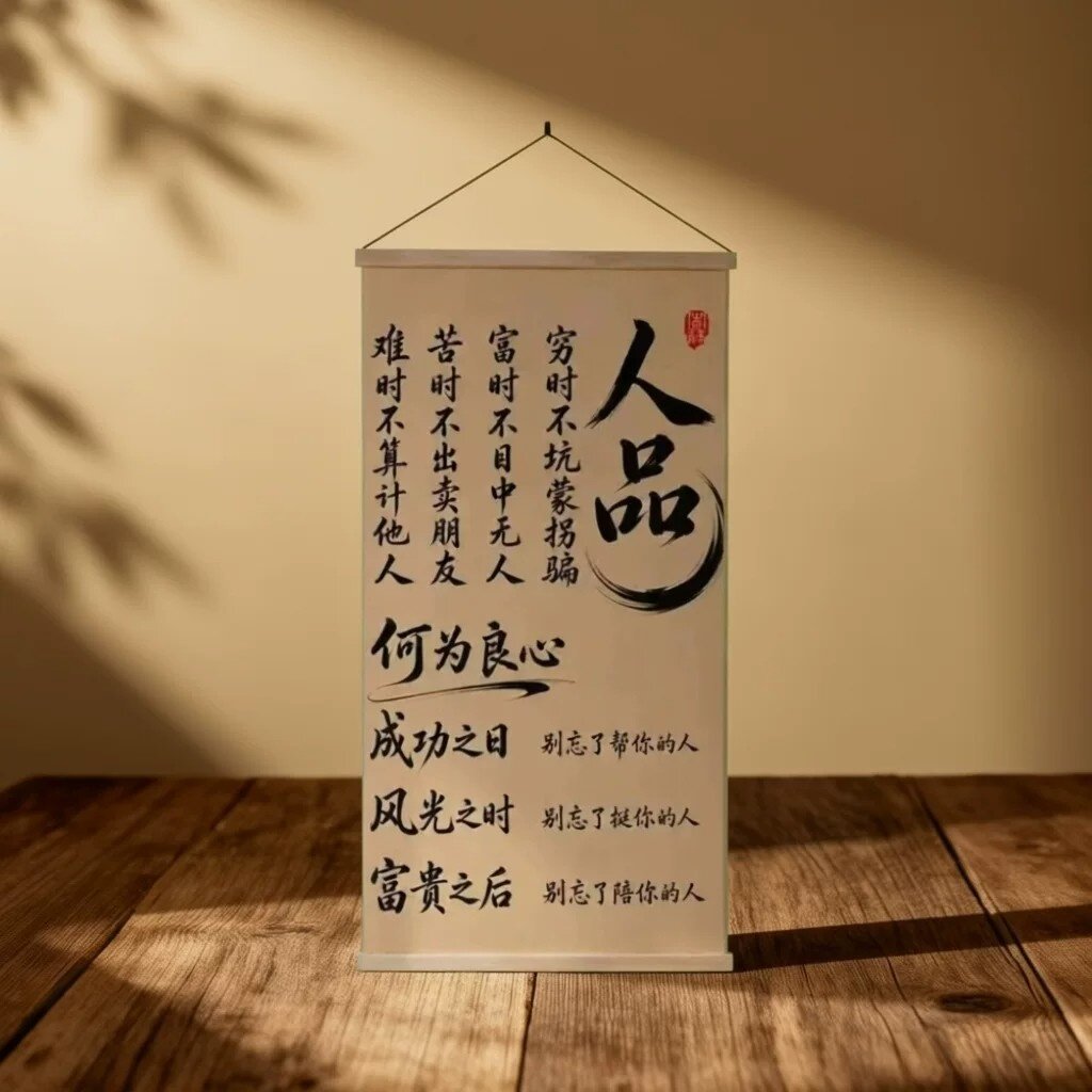 人品新中式挂画客厅玄关背景墙装饰挂图书房办公室书法装饰字画