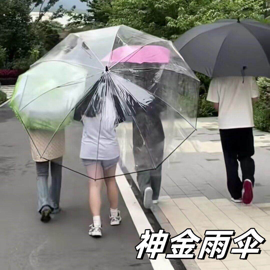 特大号自动透明雨伞加大抗风韩版清新多人伞直杆超厚暴雨专用伞