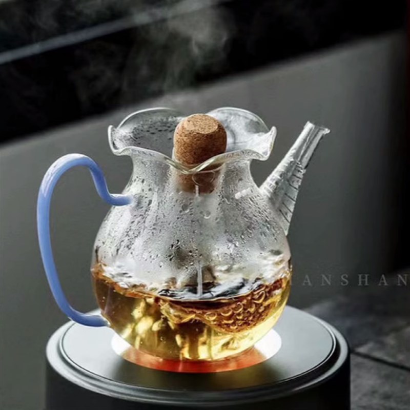 新款花口玻璃执壶木塞试管泡茶器耐热普洱白茶煮茶壶创意围炉煮茶