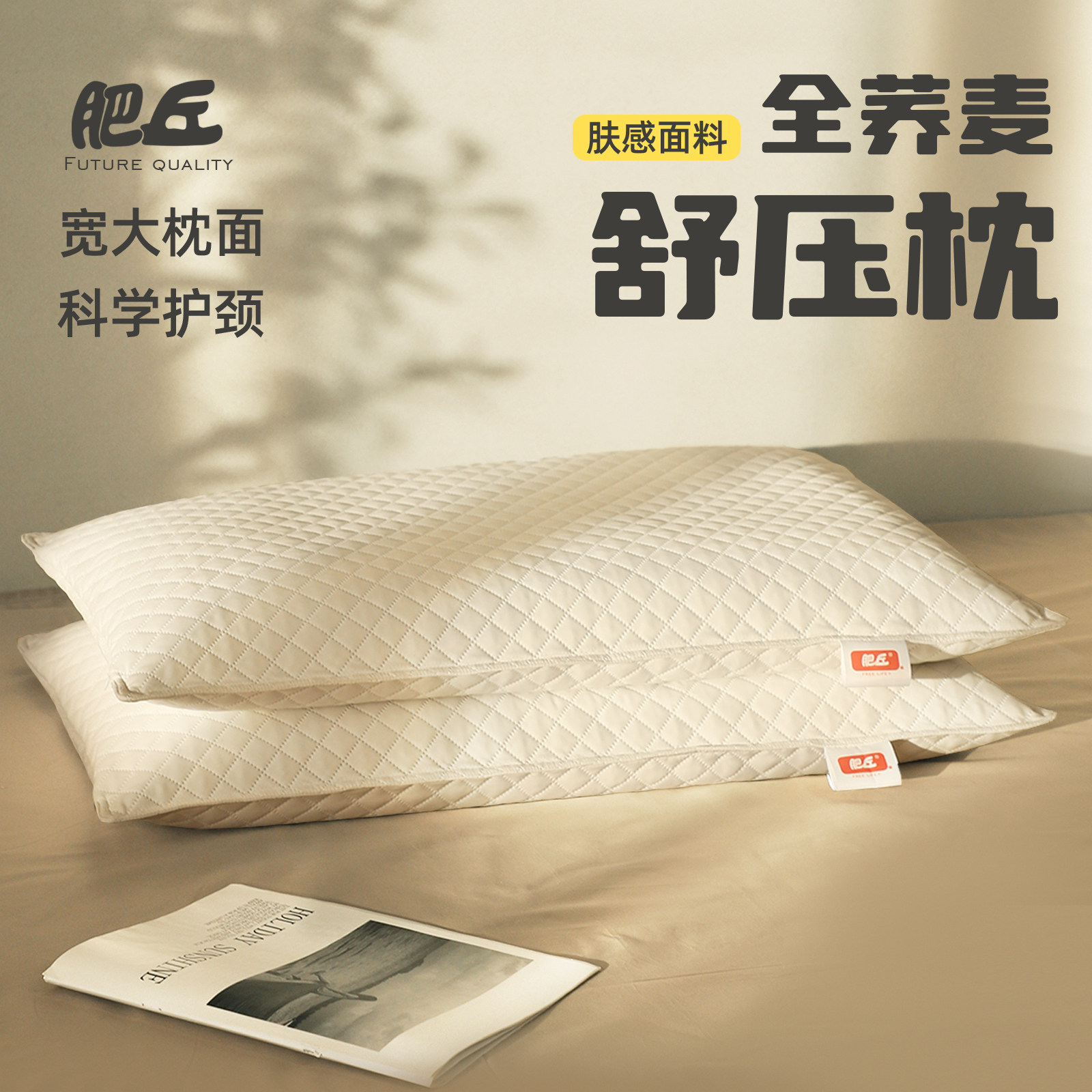 荞麦枕头48*74高端荞麦皮颈椎枕大尺寸护颈支撑成人家用枕芯