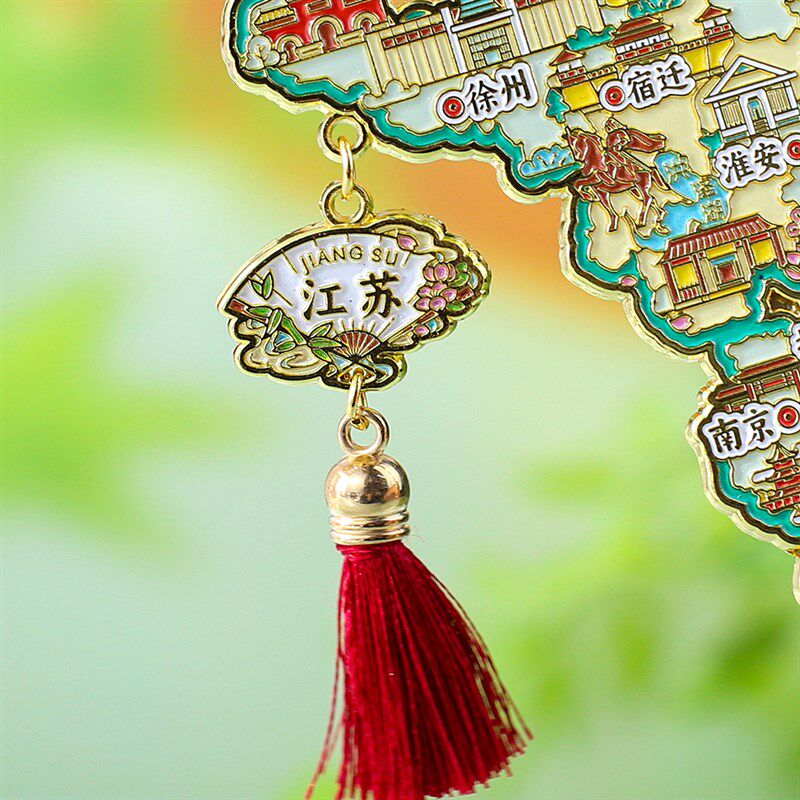 江苏景点地图金属冰箱贴文创旅行旅游纪念品特色家居礼品