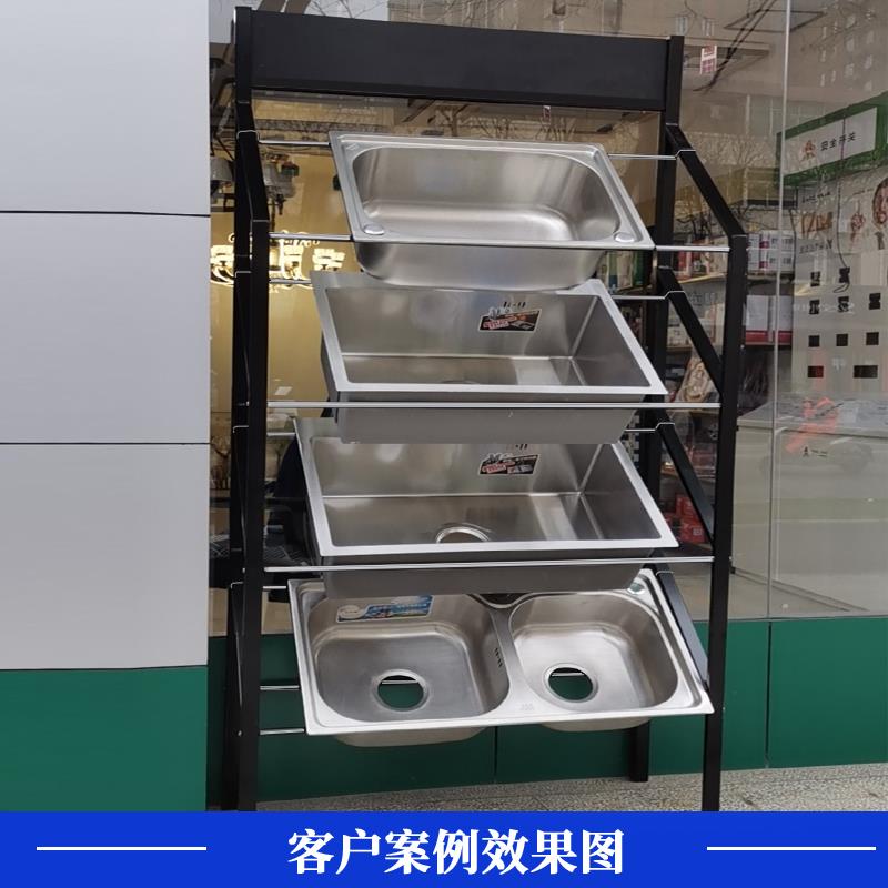 不锈钢水槽展示架洗脸盆陶瓷砖样品架双槽拆装展示架轩师父金属展
