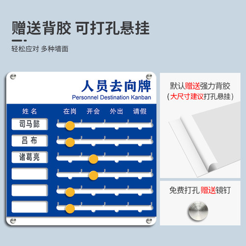 高档亚克力去向牌办公室门牌公司部门科室牌在岗指示牌人员动向牌