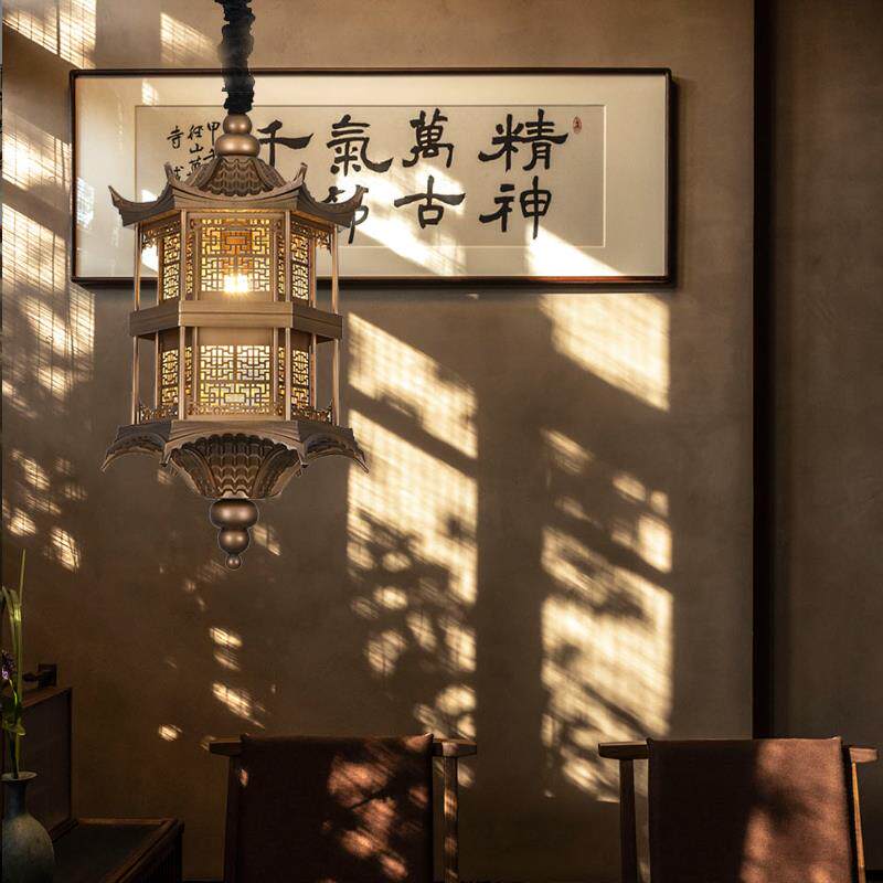 新中式餐饮吊灯户外走廊防水别墅亭子茶楼宫殿房子中国风酒店灯具