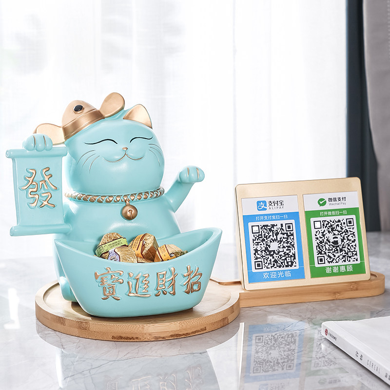 招财猫摆件前台创意收银台收钱二维码开店开业送礼物新店开张礼品