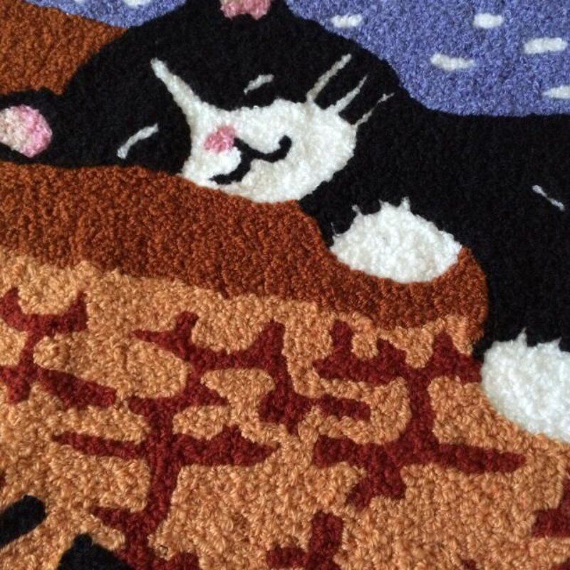 椭圆形精品混纺干洗猫咪地毯 可爱懒猫地儿童卧室垫 楼梯防滑脚垫