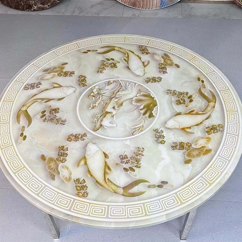 304D不锈钢折叠彩色圆桌子家用酒席饭堂食堂餐馆餐厅大圆桌家用