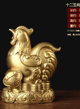 铜制生肖猪西北方缺角化解摆件 中式金属桌面摆设补角用