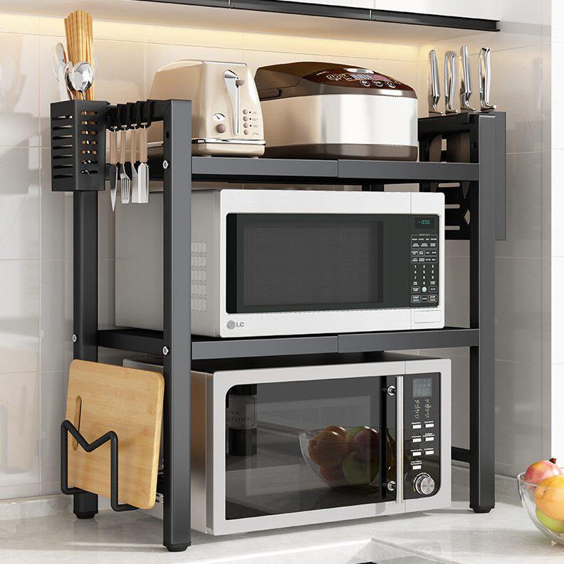 可伸缩厨房置物架微波炉架子烤箱收纳家用双层台面桌面多功能橱柜