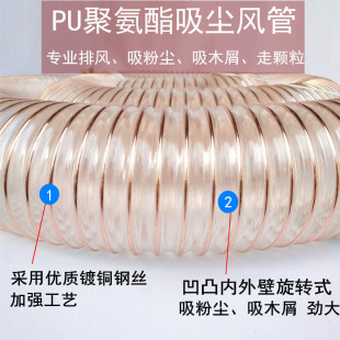 PU聚氨酯风管 镀铜钢丝软管 熔喷机吸风管 耐温透明伸缩风管500mm