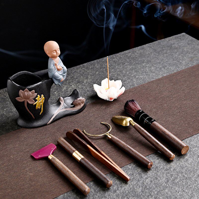 陶瓷茶道六君子套装茶刀茶针茶漏储管功夫茶具配件茶盘用品
