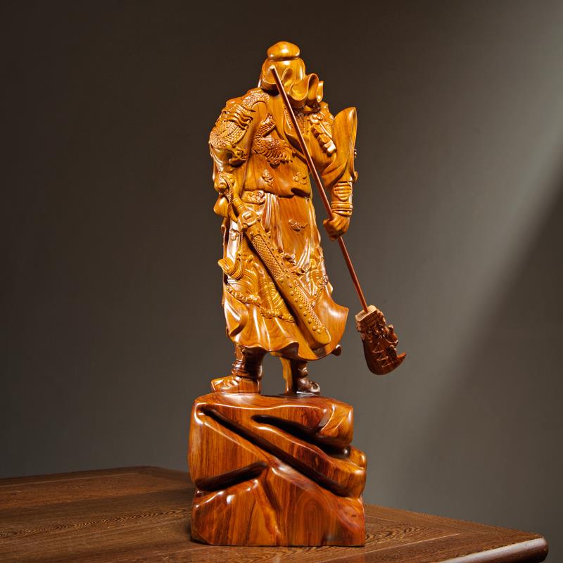 花梨木质雕刻武财神关公像摆件实木客厅公司桌面装饰开业工艺礼品