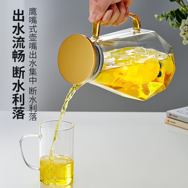 玻璃冷水壶耐高温家用大容量2025新款夏天凉白开储水瓶果汁泡茶壶